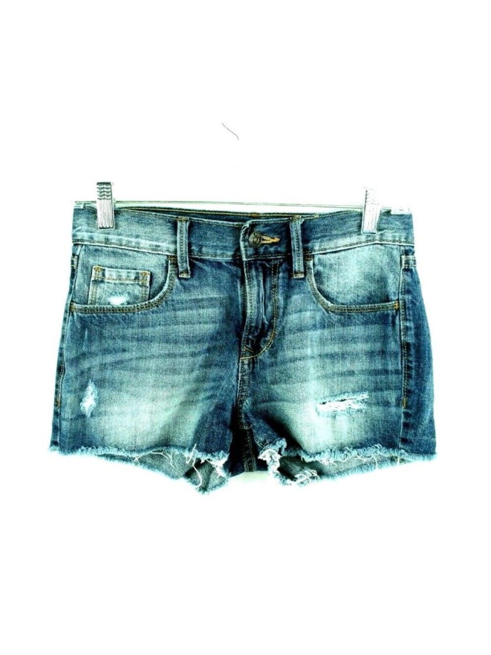 Old Navy Shorts Womens Size 0  Mid Rise Booty Distressed Frayed Hem Medium Wash